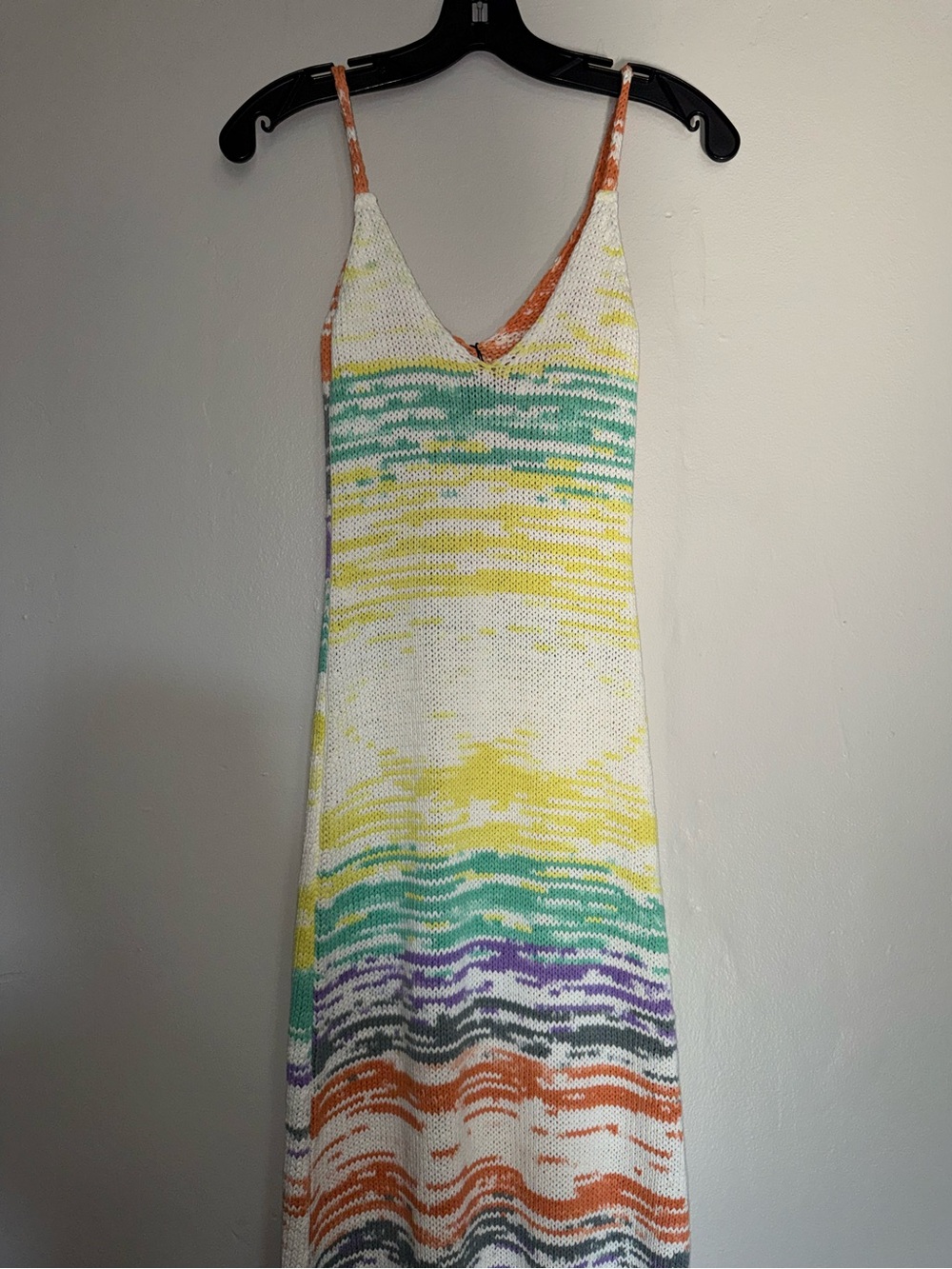 Zara Striped Knit Midi Dress in Pastel Orange, Green, Purple, Yellow - Picture 13 of 13